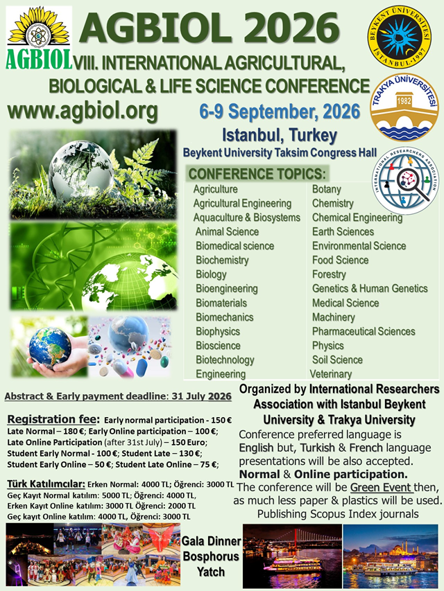 VIII International Agricultural, Biological and Life Sciences Conference  -  AGBIOL 2026