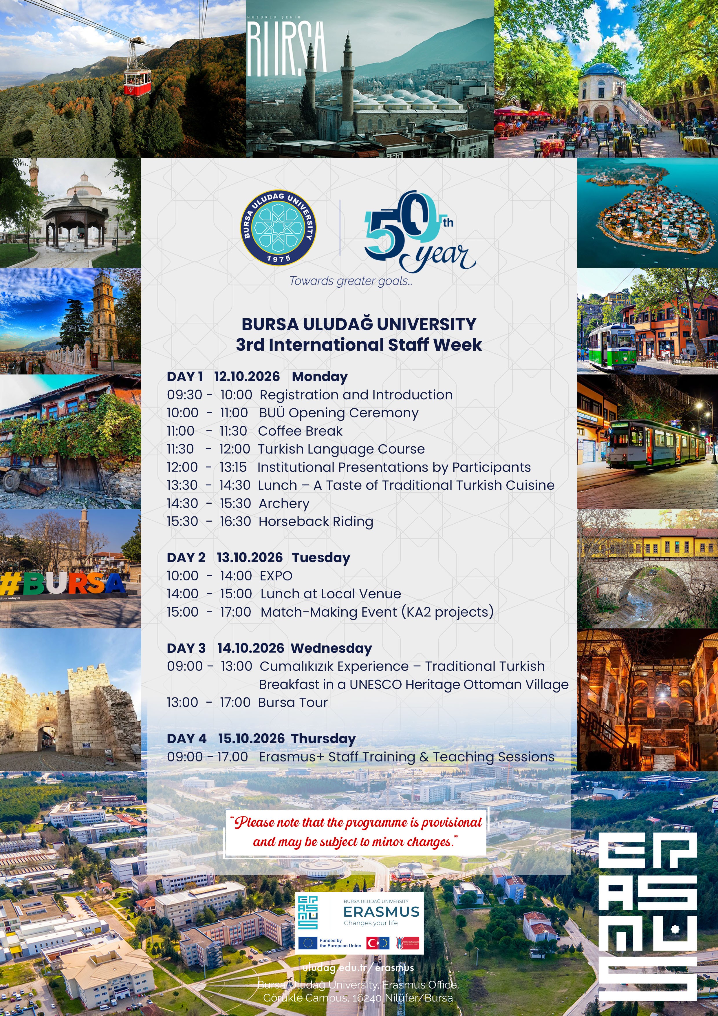 3rd International Staff Week 2026 at Bursa Uludağ University, Türkiye